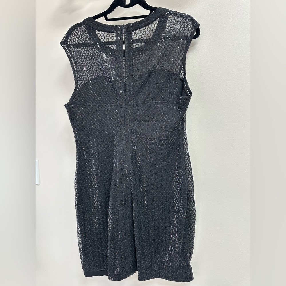 Express Sequence Shimmering Black Mini Dress L - image 2
